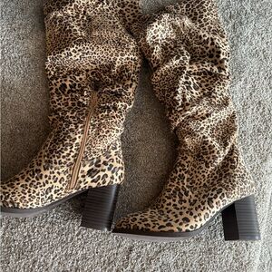 Leopard Print Heeled Boots